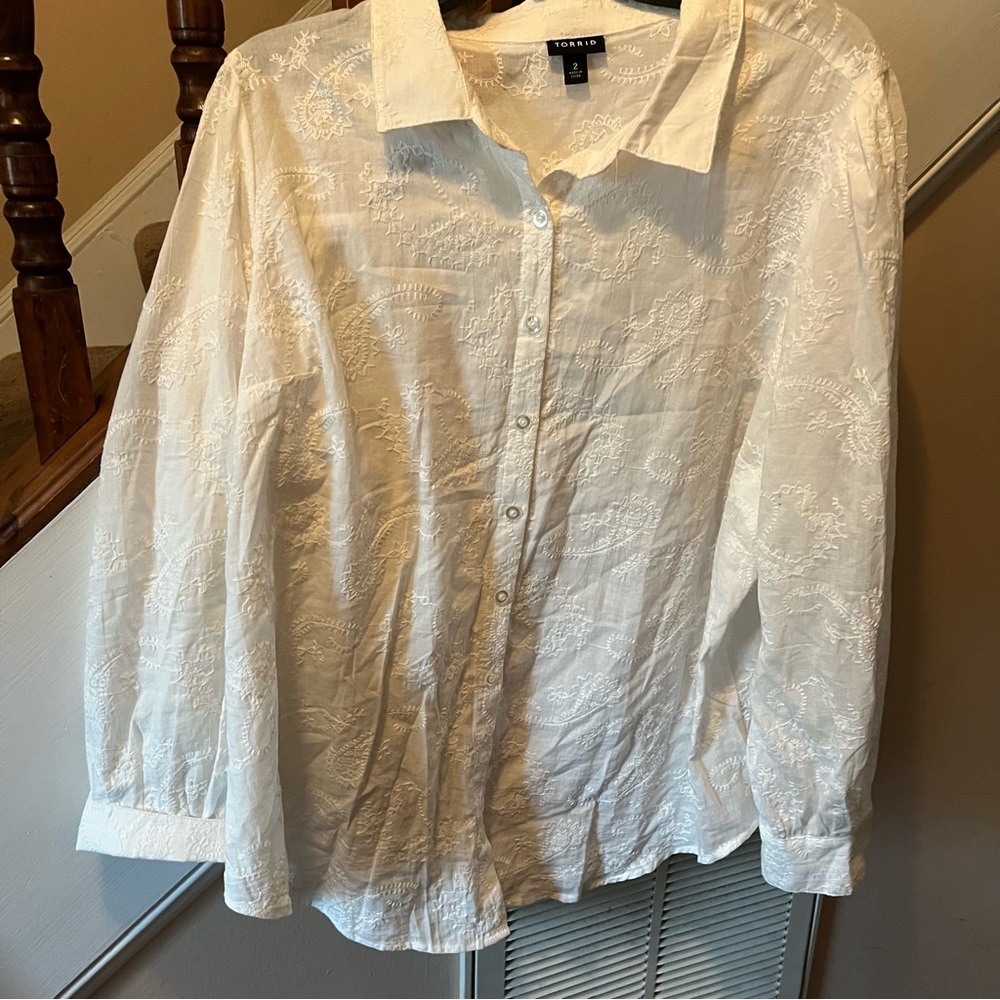 Torrid White Button Down Shirt